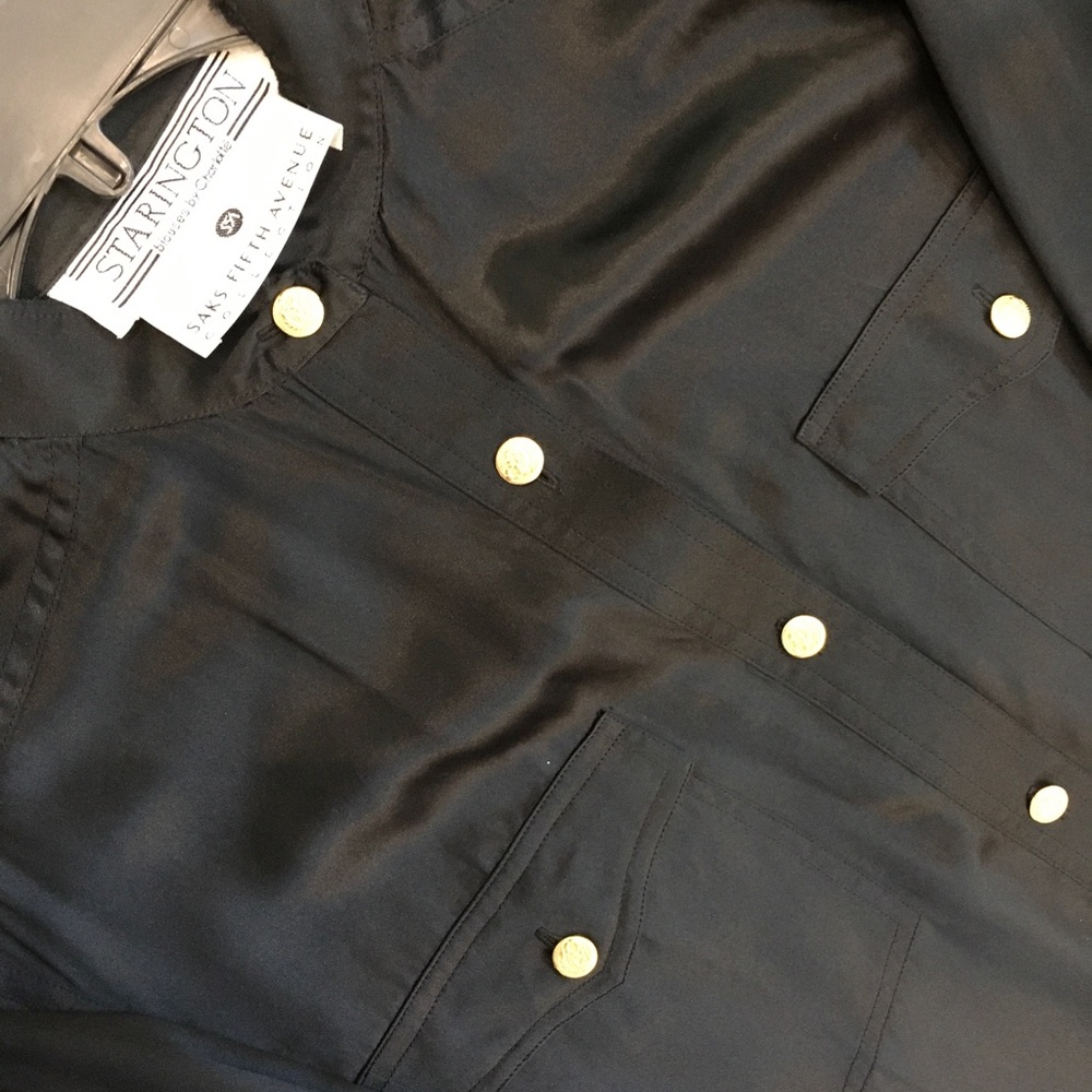 Starington Saks fifth Ave Size 12 Black Blouse With Goldtone Hardware
